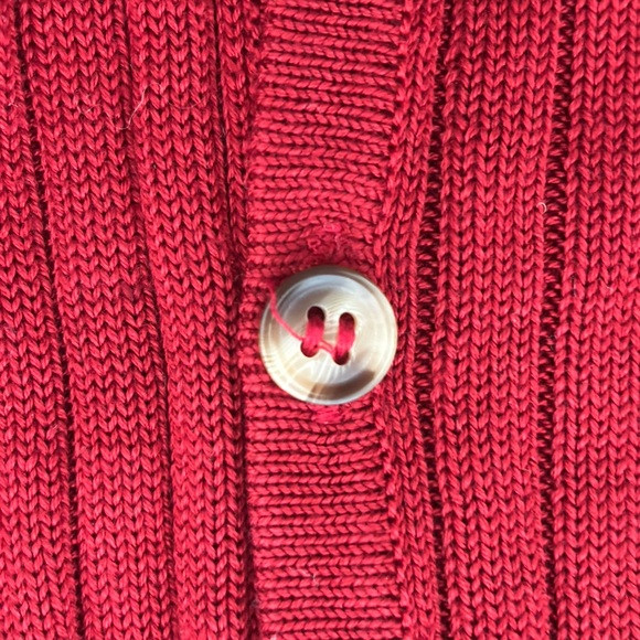 VINTAGE 90s 100% Silk Red Ribbed Button-Up Cardigan Sweater Top V-Neck - Picture 11 of 11